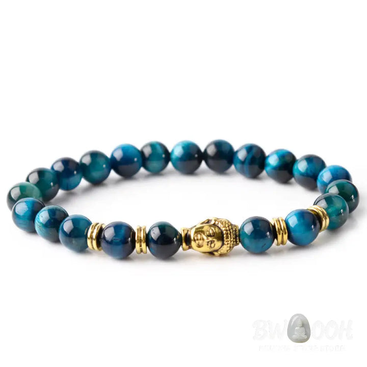 Buddha Stones Blue Green Red Tiger Eye Buddha Head Balance Bracelet - BWOOOH - Bracelet