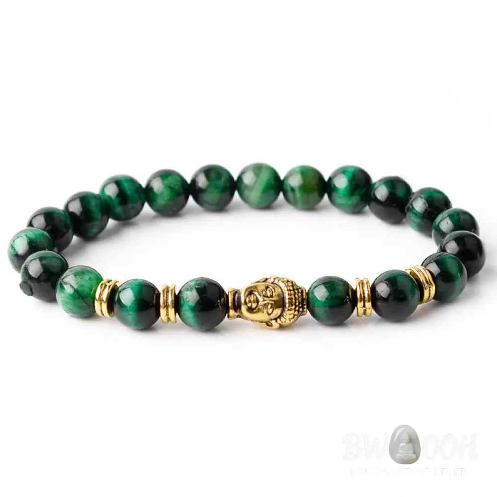 Buddha Stones Blue Green Red Tiger Eye Buddha Head Balance Bracelet - BWOOOH - Bracelet