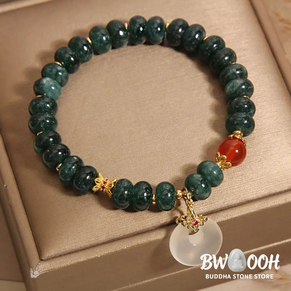 Buddha Stones Blue Jade Beads Peace Buckle Prosperity Bracelet - Jade(Wrist circumference: 15-16cm) - Bracelet