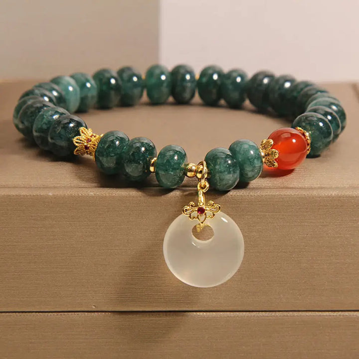 Buddha Stones Blue Jade Beads Peace Buckle Prosperity Bracelet - Jade(Wrist circumference: 15-16cm) - Bracelet