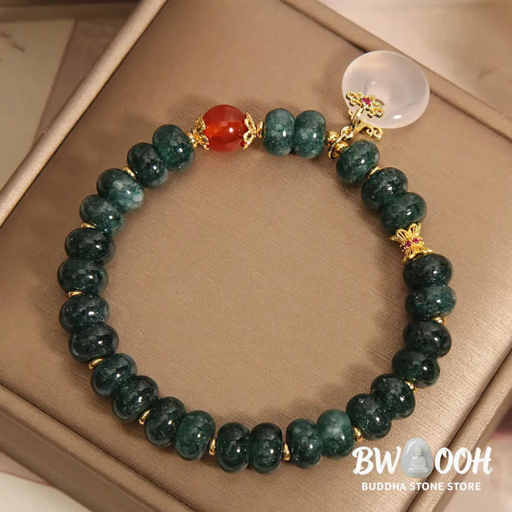Buddha Stones Blue Jade Beads Peace Buckle Prosperity Bracelet - Jade(Wrist circumference: 15-16cm) - Bracelet