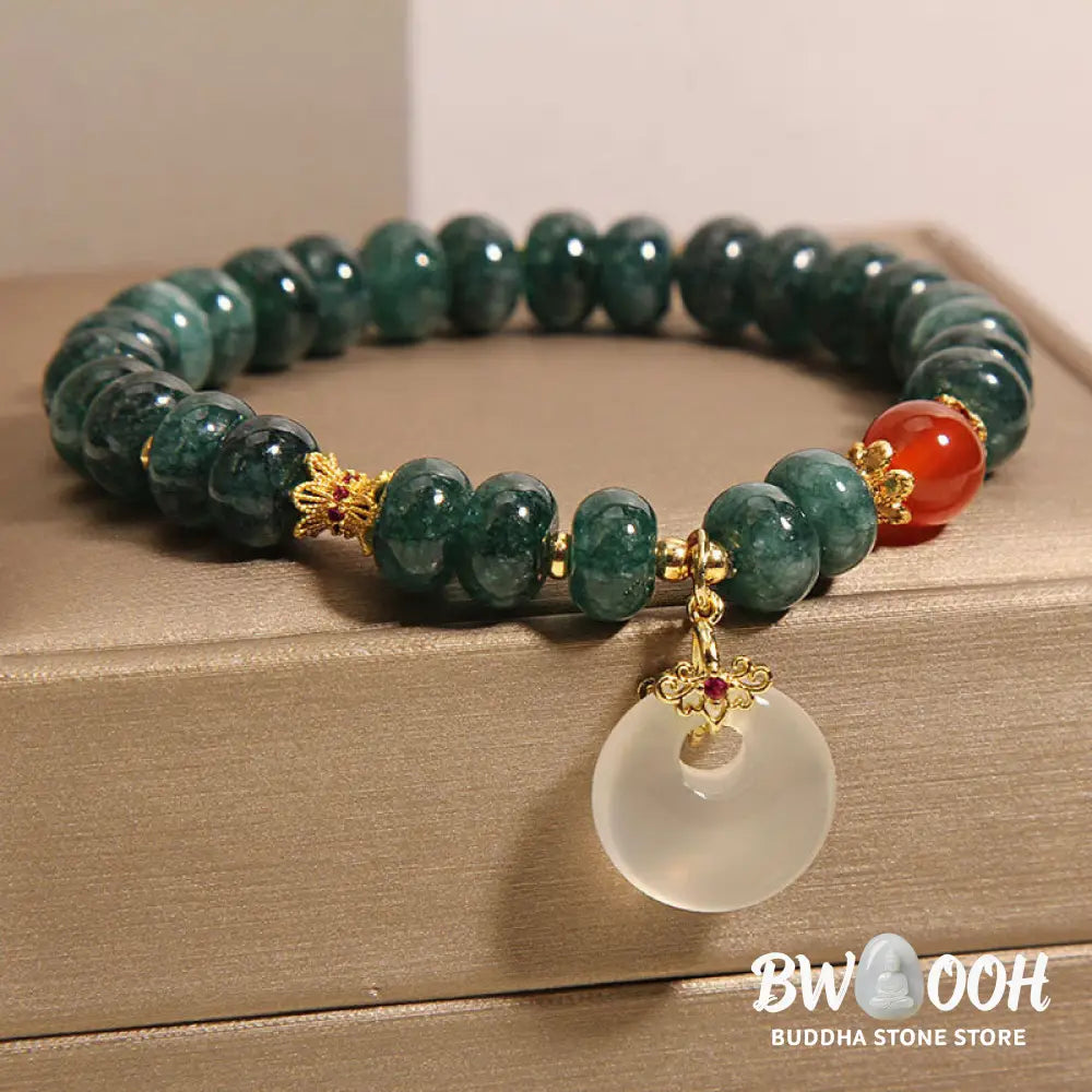 Buddha Stones Blue Jade Beads Peace Buckle Prosperity Bracelet - Jade(Wrist circumference: 15-16cm) - Bracelet