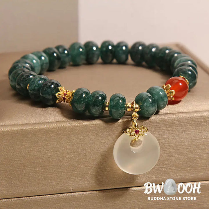Buddha Stones Blue Jade Beads Peace Buckle Prosperity Bracelet - Jade(Wrist circumference: 15-16cm) - Bracelet