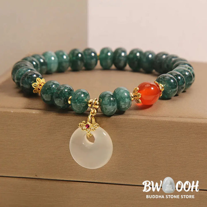 Buddha Stones Blue Jade Beads Peace Buckle Prosperity Bracelet - Jade(Wrist circumference: 15-16cm) - Bracelet