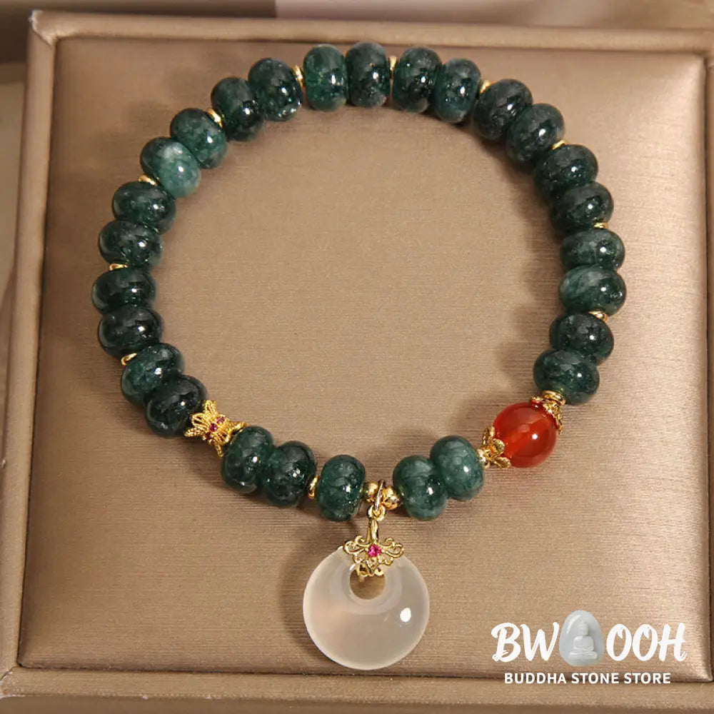 Buddha Stones Blue Jade Beads Peace Buckle Prosperity Bracelet - Jade(Wrist circumference: 15-16cm) - Bracelet