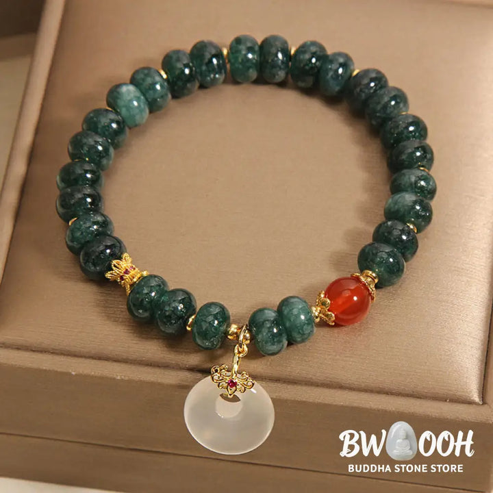 Buddha Stones Blue Jade Beads Peace Buckle Prosperity Bracelet - Jade(Wrist circumference: 15-16cm) - Bracelet