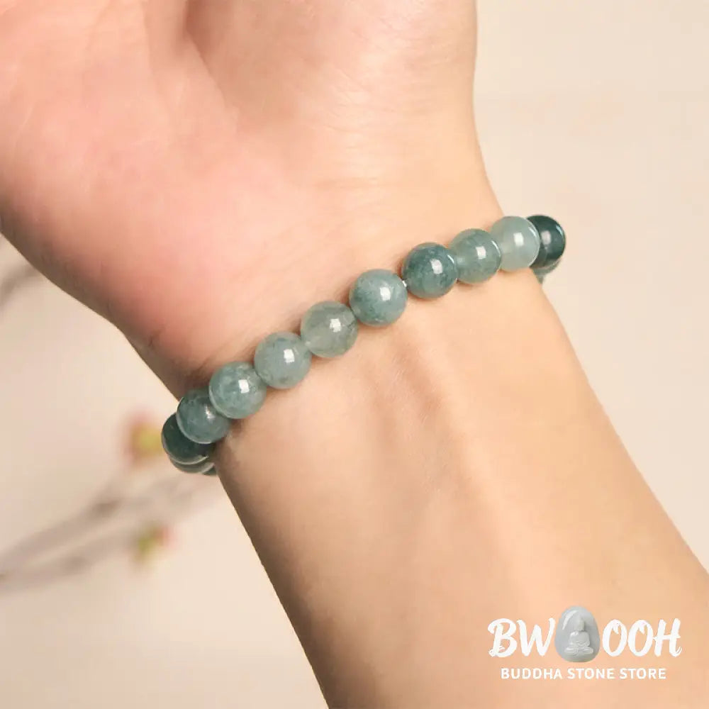 Buddha Stones Blue Jade Peace Buckle Pearl Beads Prosperity Bracelet - Jade(Wrist circumference: 15-16cm) - Bracelet