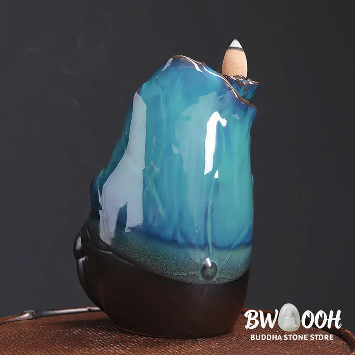 BWOOOH ceramic backflow incense burner - Blue Lotus Leaf Ceramic Backflow Sm