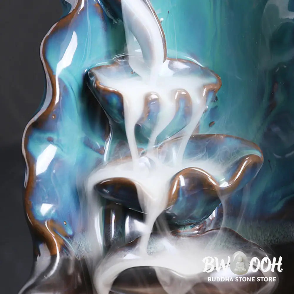 BWOOOH ceramic backflow incense burner - Blue Lotus Leaf Ceramic Backflow Sm