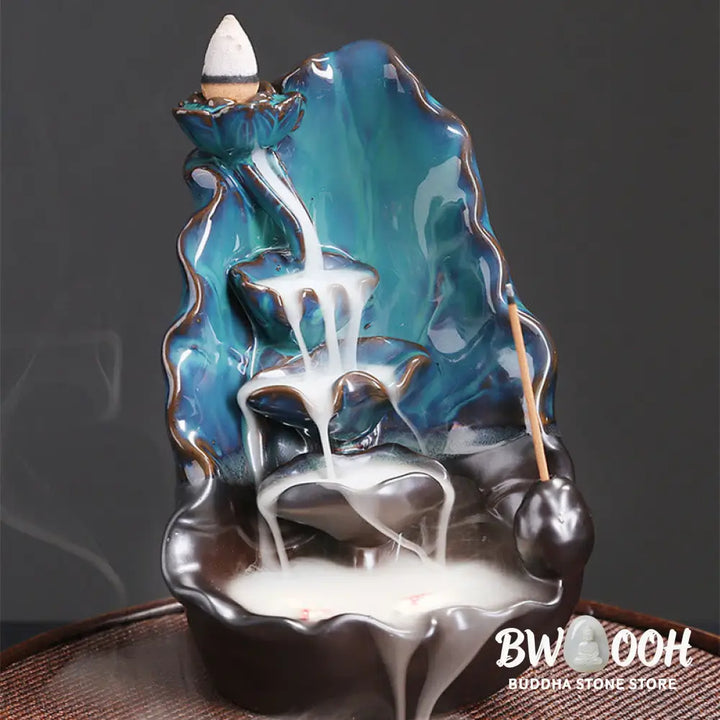 BWOOOH ceramic backflow incense burner - Blue Lotus Leaf Ceramic Backflow Sm