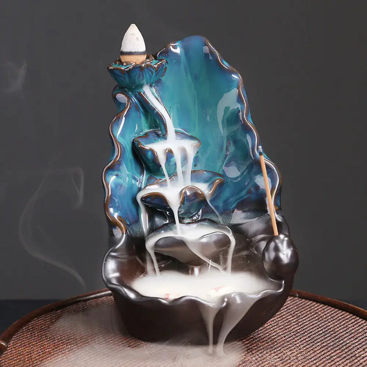 BWOOOH ceramic backflow incense burner - Blue Lotus Leaf Ceramic Backflow Sm