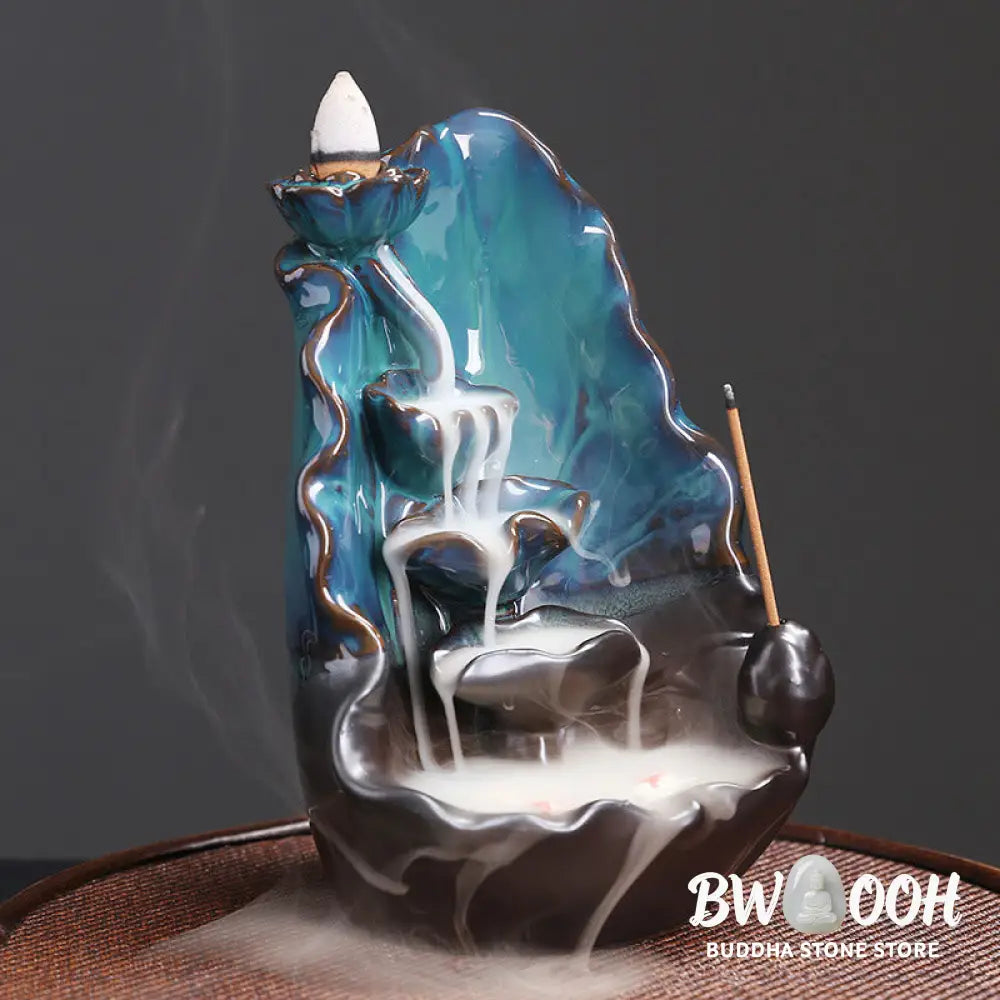 BWOOOH ceramic backflow incense burner - Blue Lotus Leaf Ceramic Backflow Sm