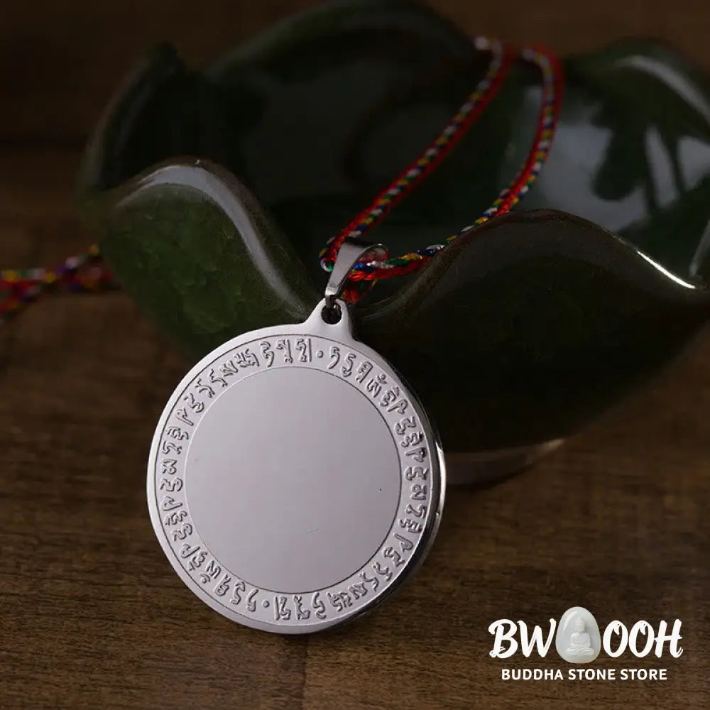 Buddha Stones Blue Medicine Buddha Heart Mantra Titanium Steel Faith Colored Rope Necklace Pendant - BWOOOH - Necklaces