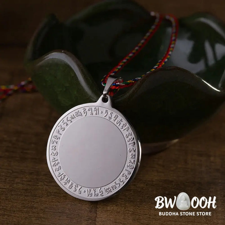 Buddha Stones Blue Medicine Buddha Heart Mantra Titanium Steel Faith Colored Rope Necklace Pendant - BWOOOH - Necklaces