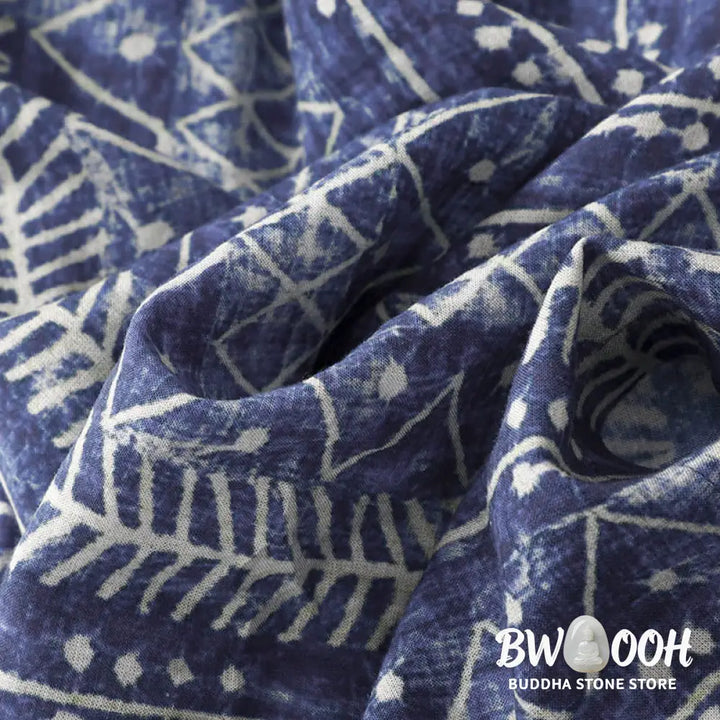BWOOOH printed wide-leg yoga pants - Blue Stripes Print Cotton Linen Wide Leg