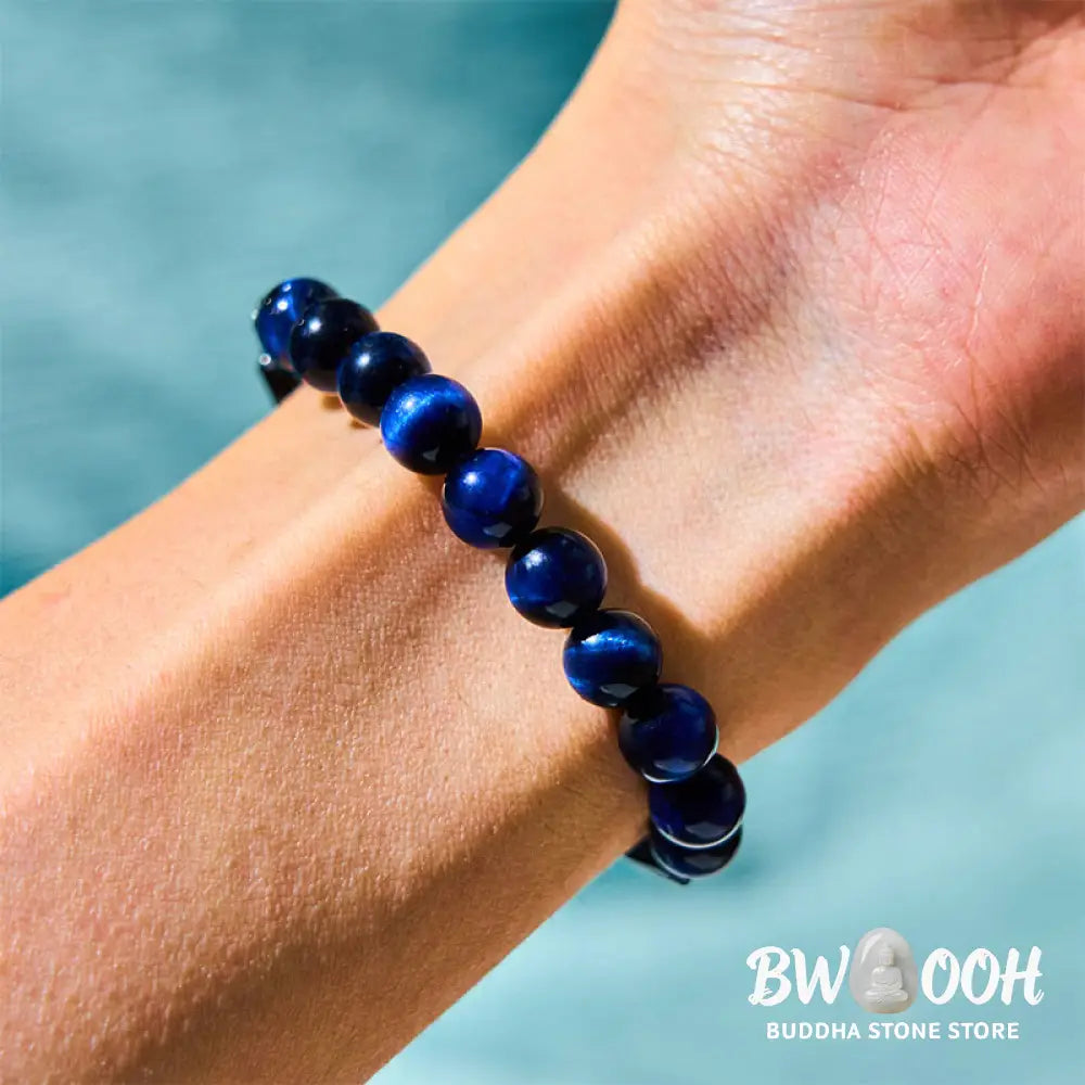 Buddha Stones Blue Tiger Eye Black Tourmaline Strength Bracelet - BWOOOH - Blue Tiger Eye Black Tourmaline(Wrist