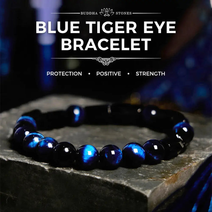 BWOOOH Blue Tiger Eye Black Tourmaline Strength Bracelet - BWOOOH - Blue Tiger Eye Black Tourmaline(Wrist