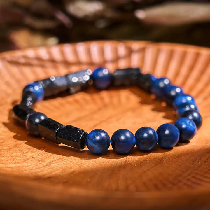 BWOOOH Blue Tiger Eye Black Tourmaline Strength Bracelet - BWOOOH - Blue Tiger Eye Black Tourmaline(Wrist