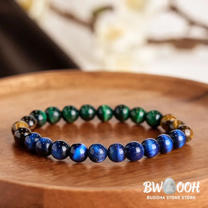 Buddha Stones Blue Tiger Eye Green Tiger Eye Tiger Eye Balance Bracelet - BWOOOH - Blue Tiger Eye Green Tiger Eye Tiger