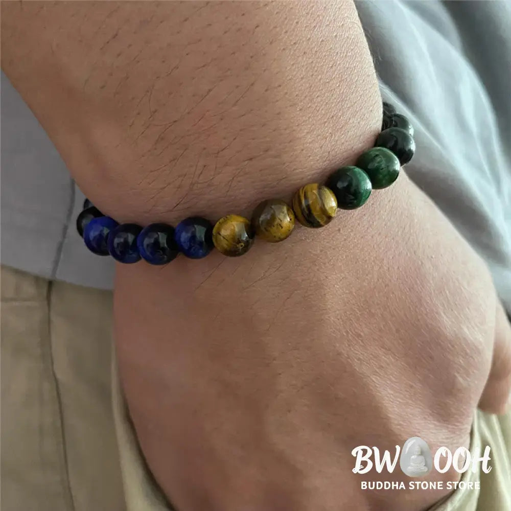Buddha Stones Blue Tiger Eye Green Tiger Eye Tiger Eye Balance Bracelet - BWOOOH - Blue Tiger Eye Green Tiger Eye Tiger
