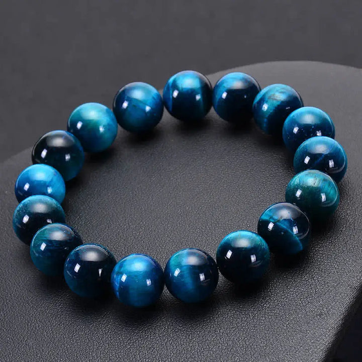 Buddha Stones Blue Tiger Eye Protection Bracelet - BWOOOH - 0.23 in (6 mm) - Bracelet