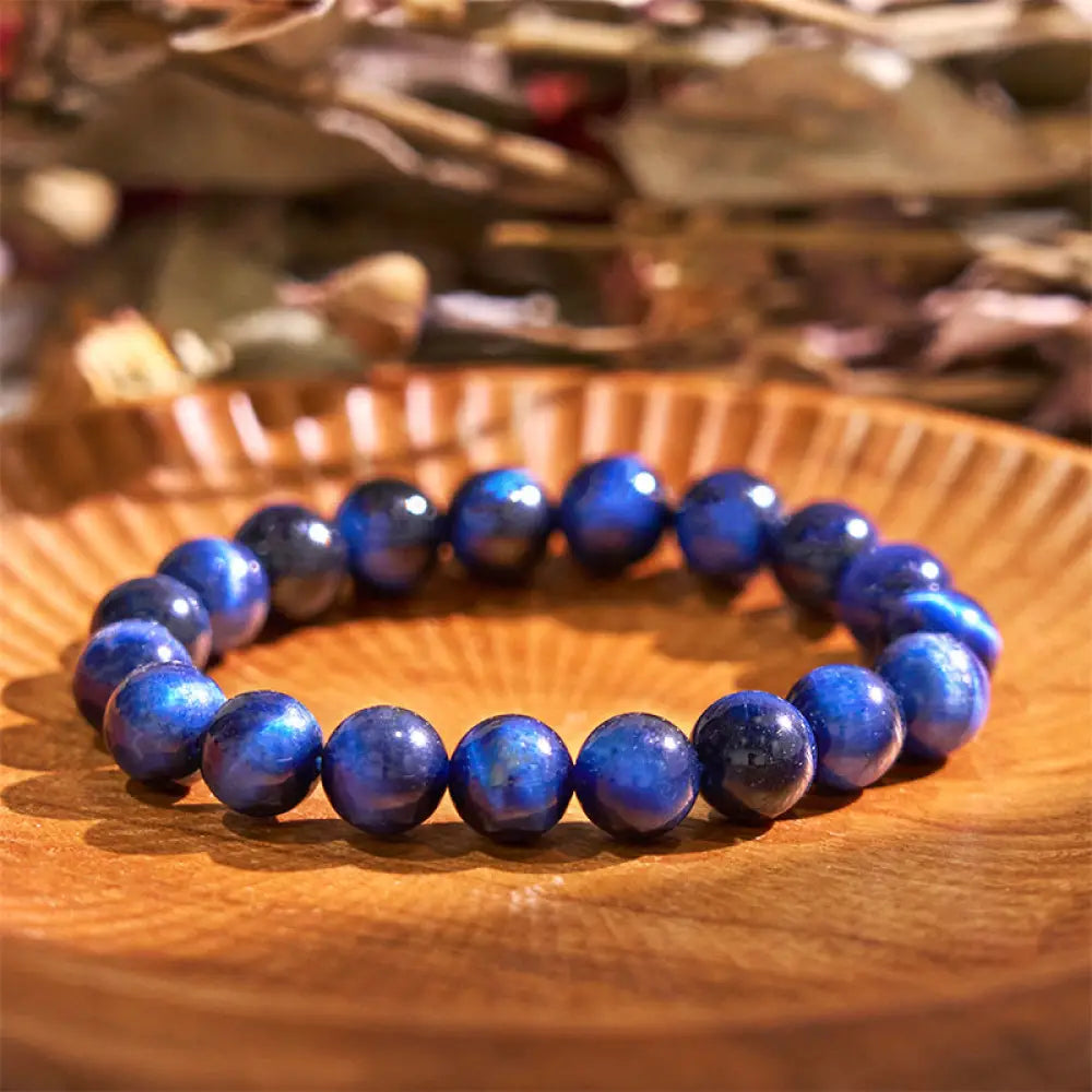 Buddha Stones Blue Tiger Eye Protection Bracelet - BWOOOH - 0.31 in (8 mm) - Bracelet