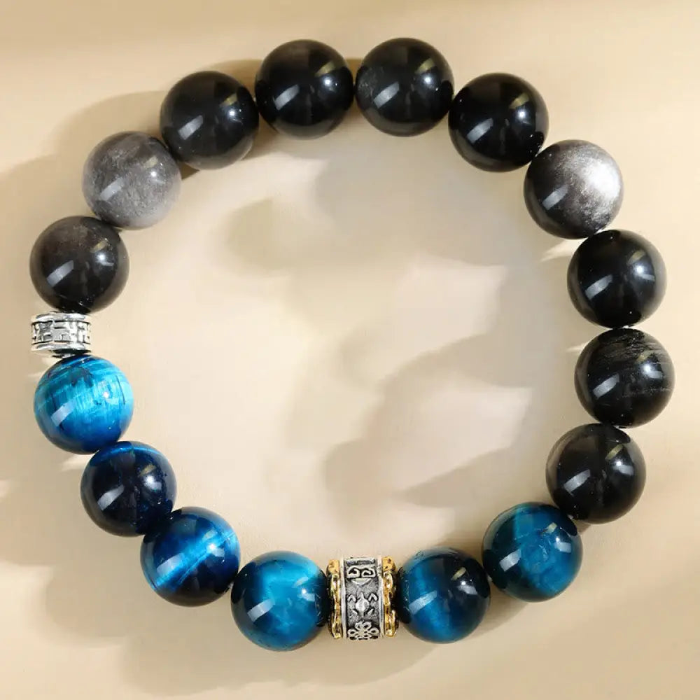BWOOOH Blue Tiger Eye Silver Sheen Obsidian Strength Bracelet - BWOOOH - Blue Tiger Eye Silver Sheen