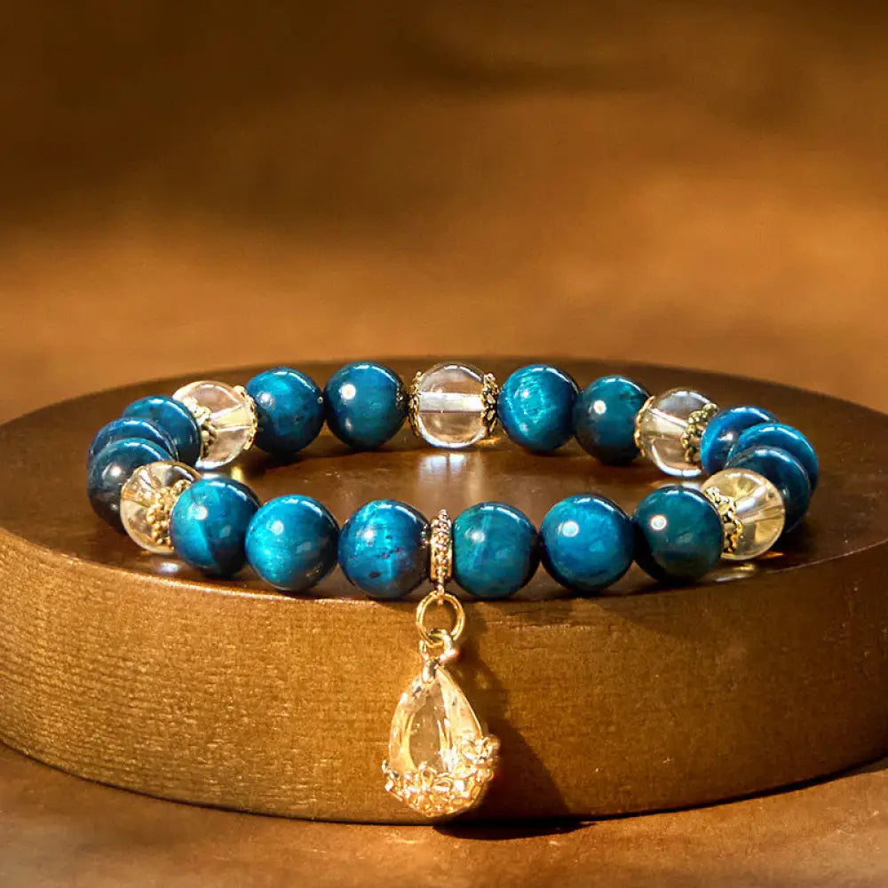 BWOOOH Blue Tiger Eye White Crystal Water Drop Strength Bracelet - BWOOOH - Blue Tiger Eye White Crystal (Wrist