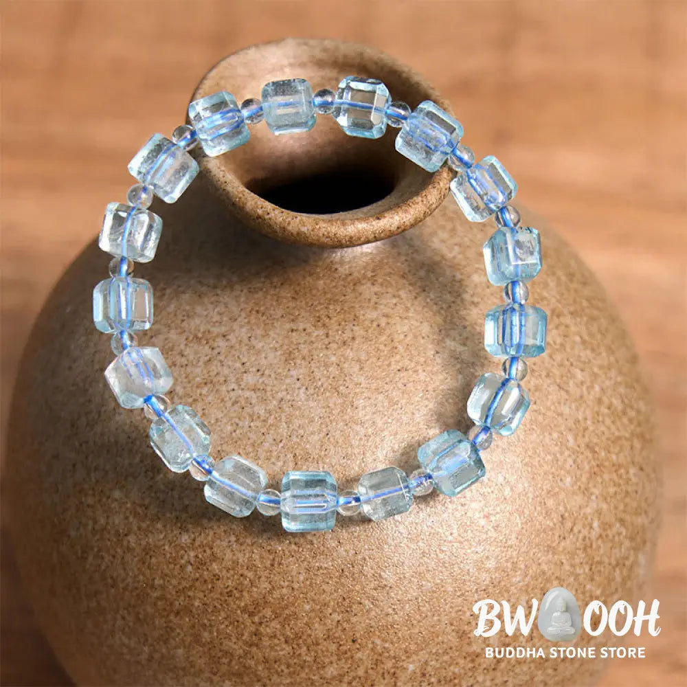 Buddha Stones Blue Topaz Clarity Bracelet - BWOOOH - Blue Topaz(Wrist Circumference: 14-16cm) / 8-10mm - Bracelet