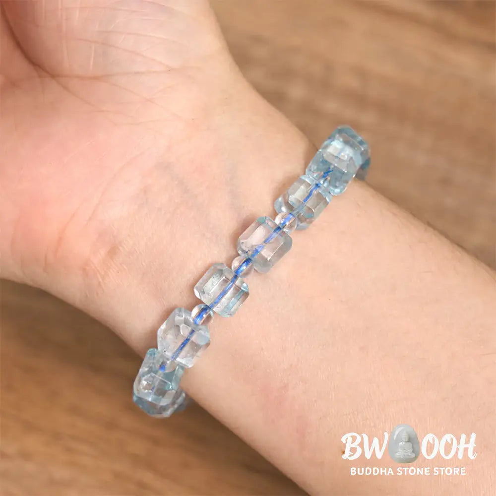 Buddha Stones Blue Topaz Clarity Bracelet - BWOOOH - Blue Topaz(Wrist Circumference: 14-16cm) / 8-10mm - Bracelet