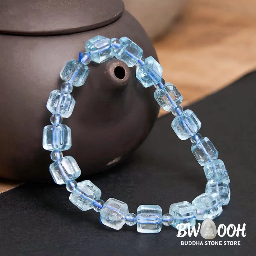 Buddha Stones Blue Topaz Clarity Bracelet - BWOOOH - Blue Topaz(Wrist Circumference: 14-16cm) / 8-10mm - Bracelet