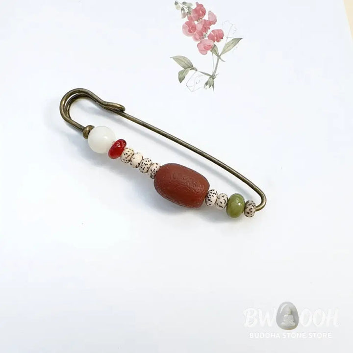 Buddha Stones Bodhi Seed Agate Calm Harmony Brooch - Brooch