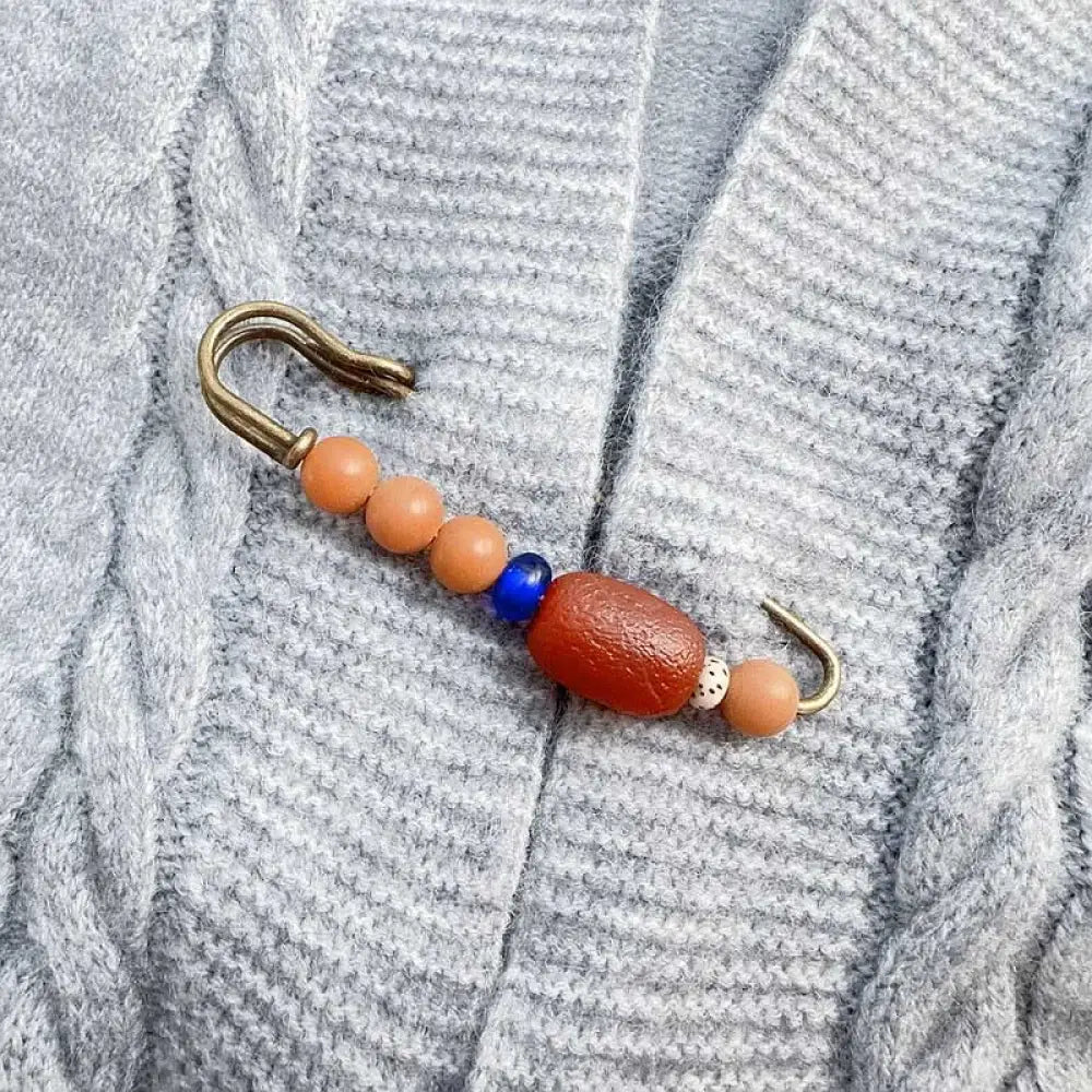 Buddha Stones Bodhi Seed Agate Calm Harmony Brooch - Yellow Bodhi Seed - Brooch
