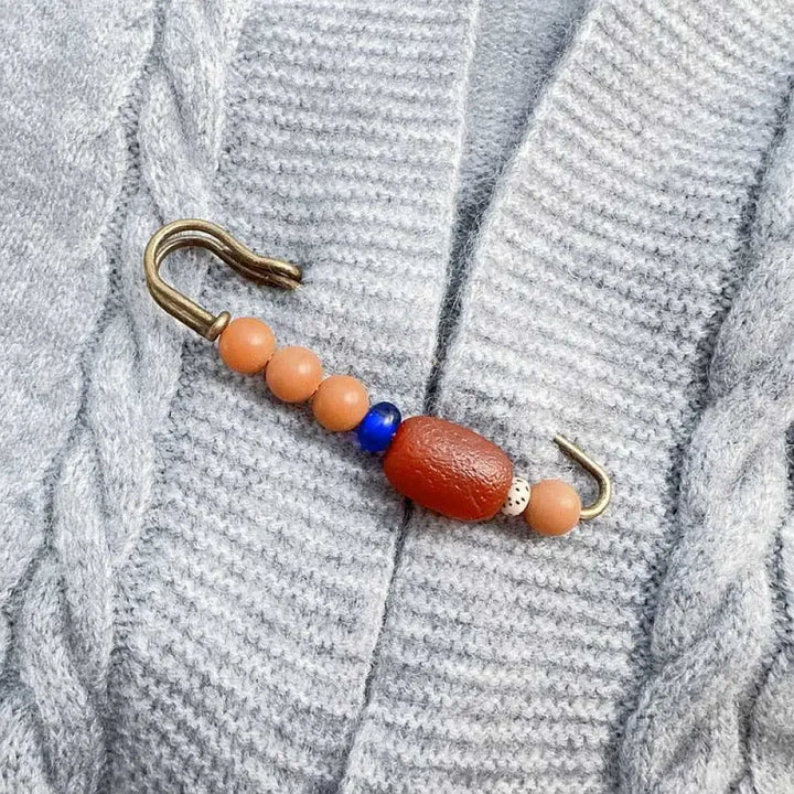 Buddha Stones Bodhi Seed Agate Calm Harmony Brooch - Yellow Bodhi Seed - Brooch