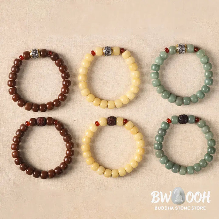 Buddha Stones Bodhi Seed Auspicious Cloud Fu Character Bead Peace Bracelet - BWOOOH - Bracelet