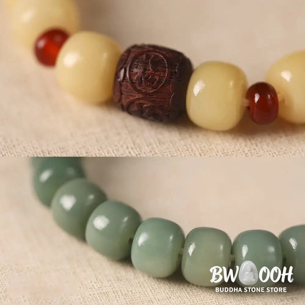 Buddha Stones Bodhi Seed Auspicious Cloud Fu Character Bead Peace Bracelet - BWOOOH - Bracelet