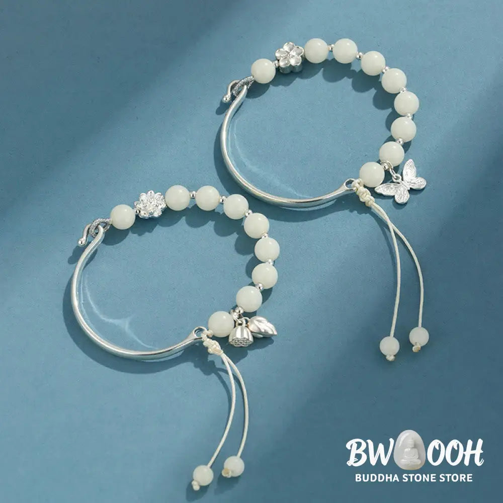 Buddha Stones Bodhi Seed Butterfly Lotus Luck Wealth Bracelet Bangle - BWOOOH - Bracelet
