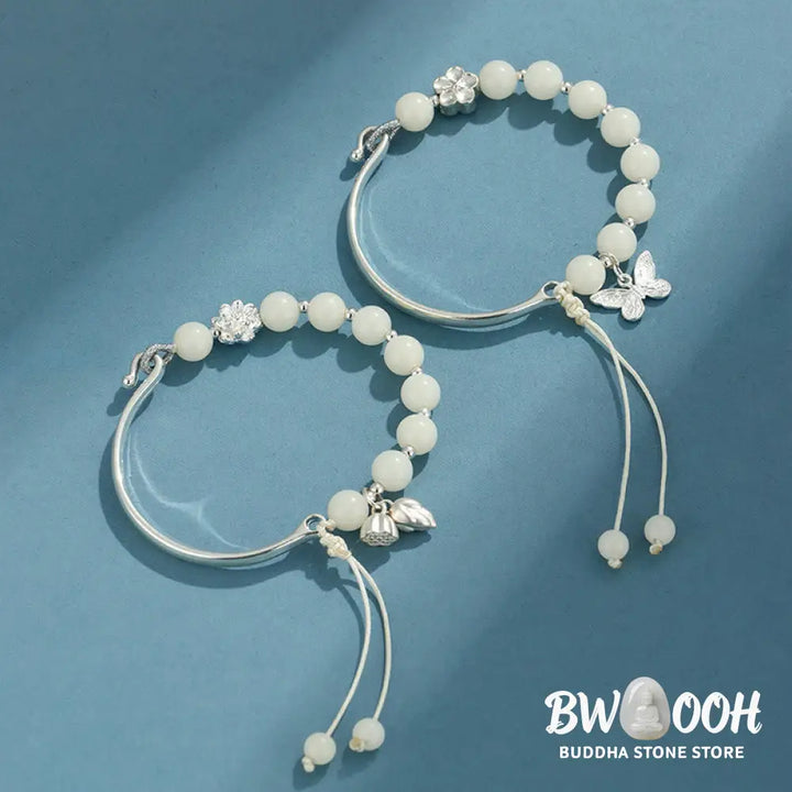 Buddha Stones Bodhi Seed Butterfly Lotus Luck Wealth Bracelet Bangle - BWOOOH - Bracelet