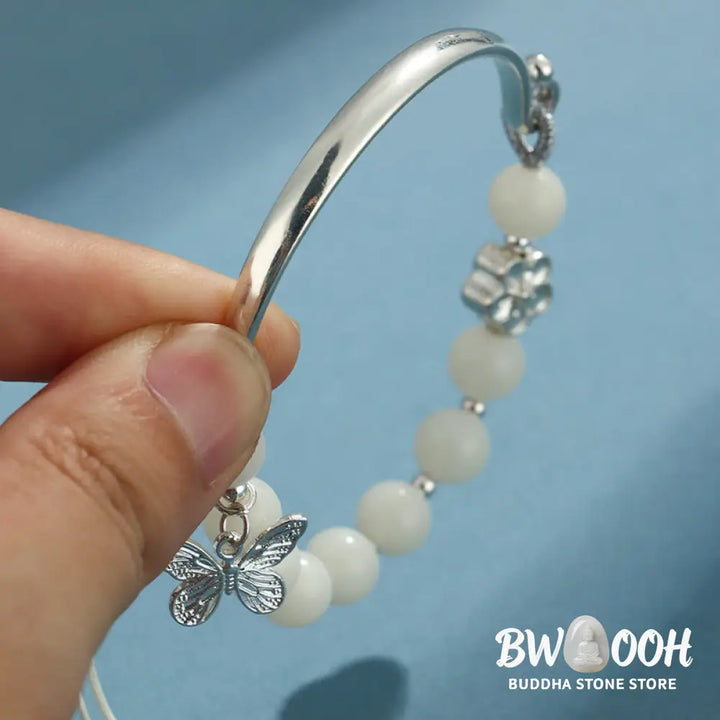 Buddha Stones Bodhi Seed Butterfly Lotus Luck Wealth Bracelet Bangle - BWOOOH - Bracelet