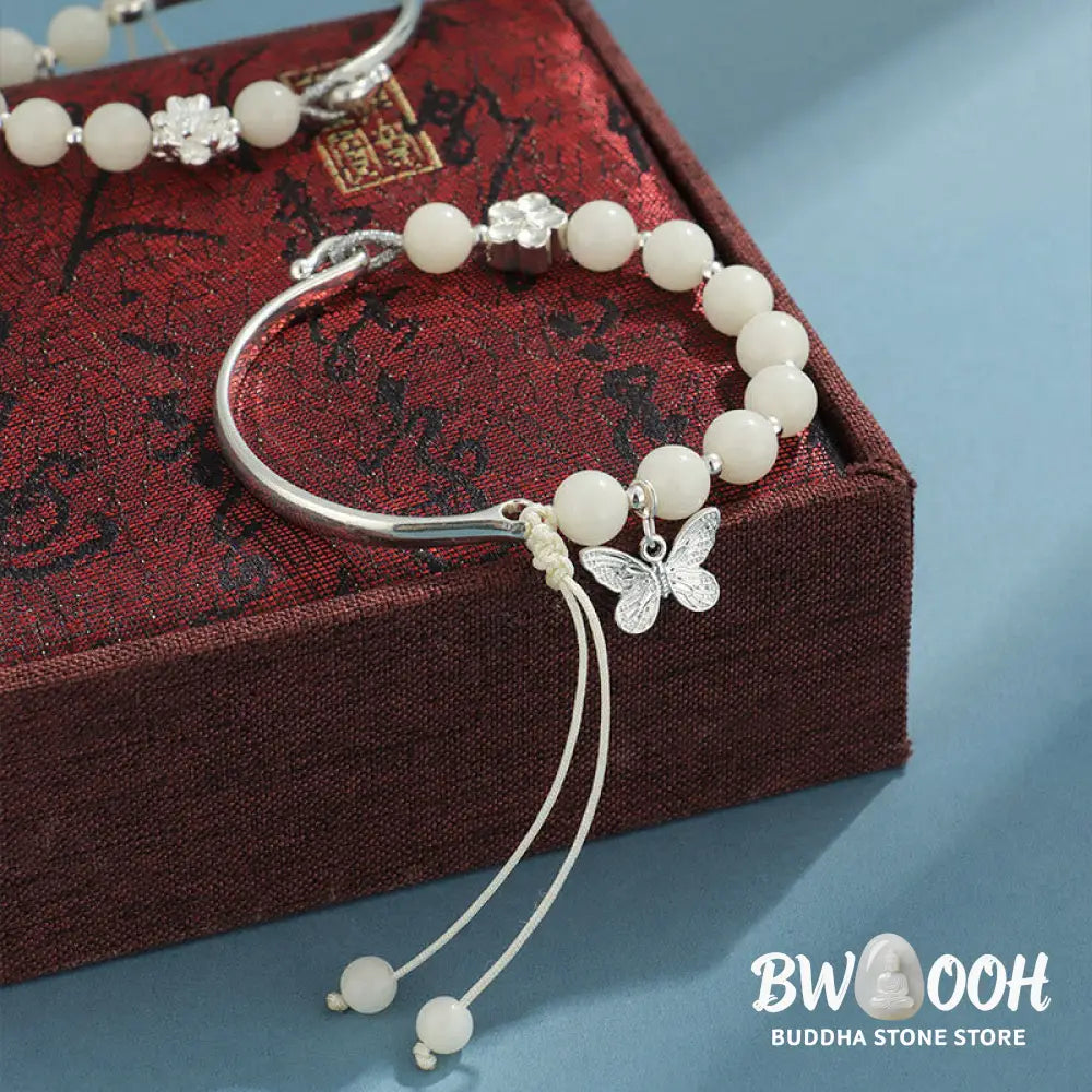 Buddha Stones Bodhi Seed Butterfly Lotus Luck Wealth Bracelet Bangle - BWOOOH - Bracelet