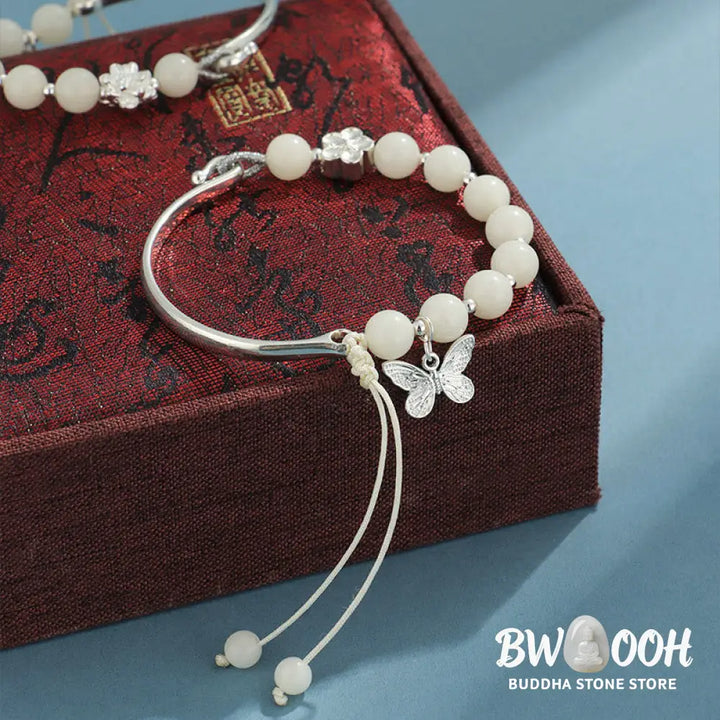 Buddha Stones Bodhi Seed Butterfly Lotus Luck Wealth Bracelet Bangle - BWOOOH - Bracelet
