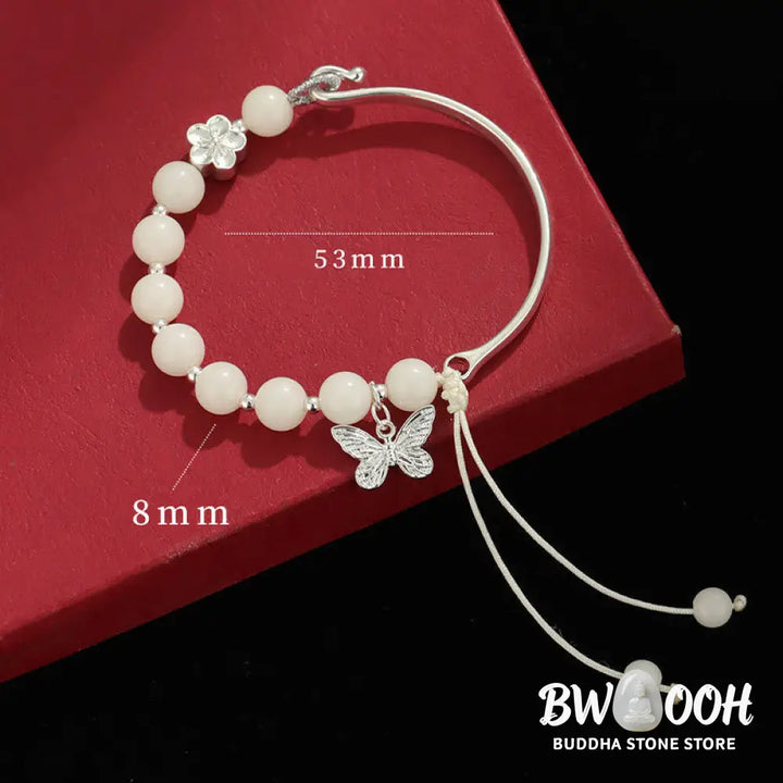 Buddha Stones Bodhi Seed Butterfly Lotus Luck Wealth Bracelet Bangle - BWOOOH - Bracelet