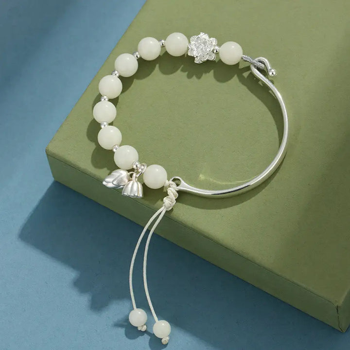 Buddha Stones Bodhi Seed Butterfly Lotus Luck Wealth Bracelet Bangle - BWOOOH - Bodhi seed Lotus(Wrist Circumference: