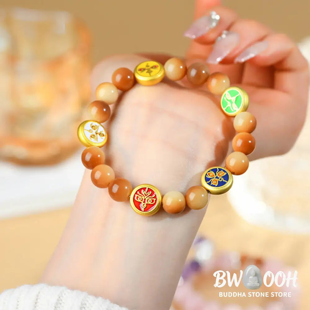 Buddha Stones Bodhi Seed Five Directions Gods of Wealth Wisdom Bracelet - BWOOOH - Bodhi Seed(Wrist Circumference:
