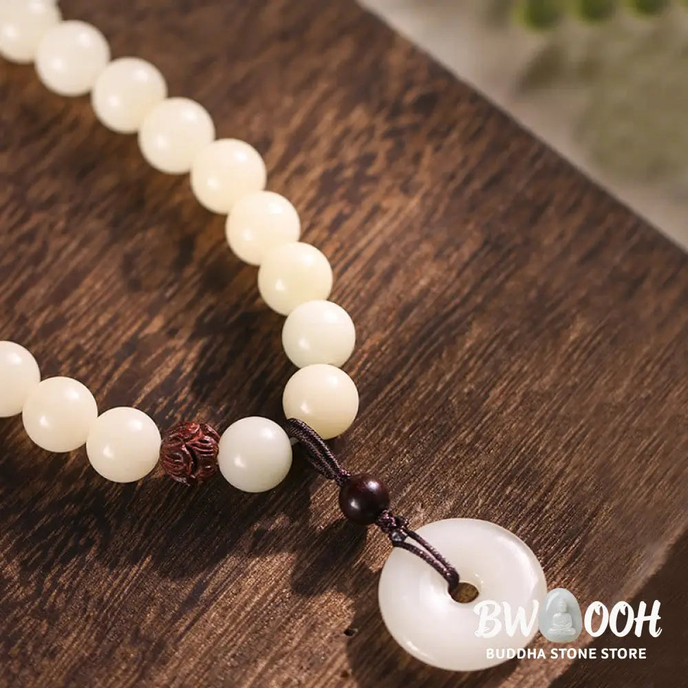 Buddha Stones Bodhi Seed Green Sandalwood Lotus Peace Buckle Harmony Double Wrap Bracelet - BWOOOH - Bracelet