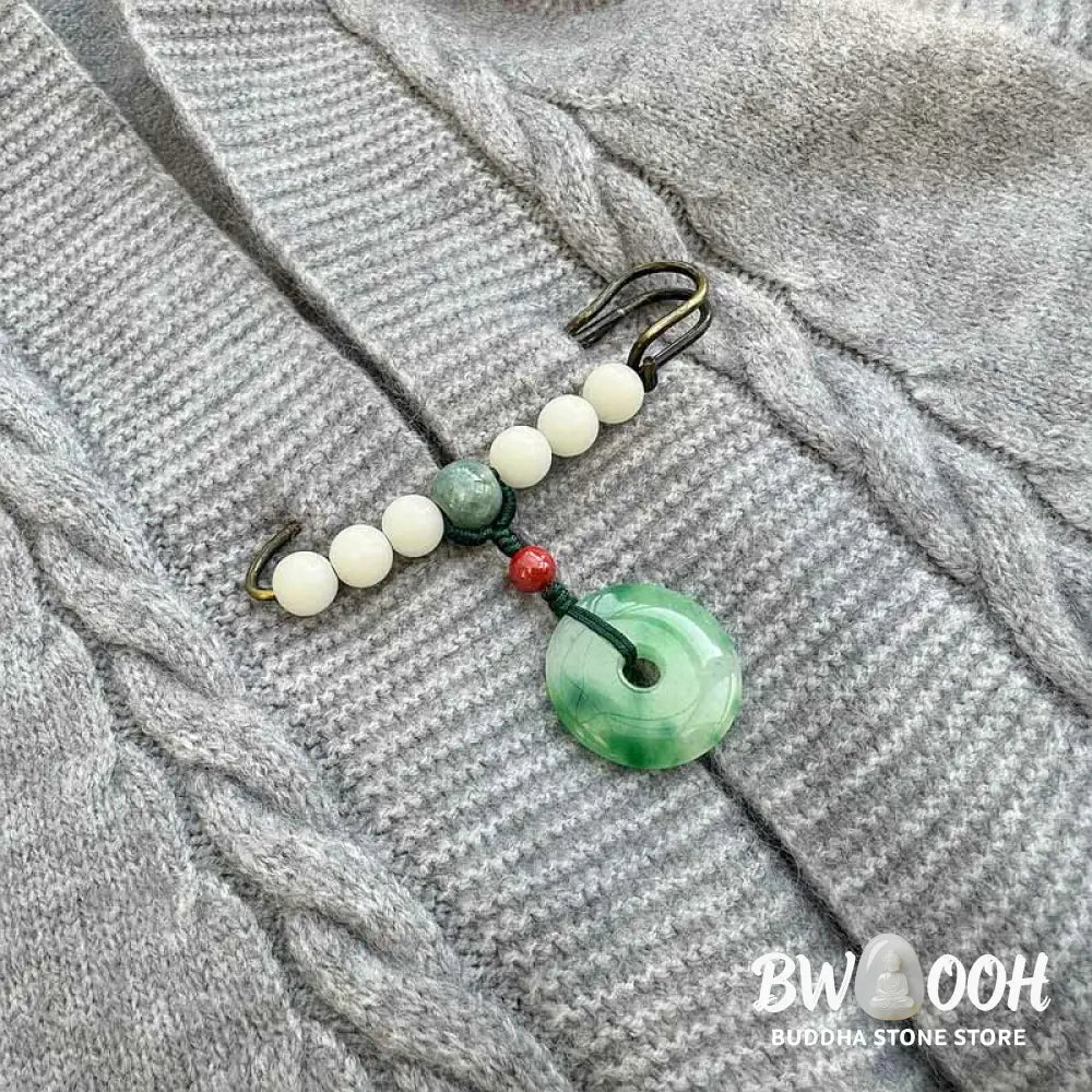 Buddha Stones Bodhi Seed Jade Peace Buckle Luck Brooch - Bodhi Seed Jade Peace Buckle - Brooch