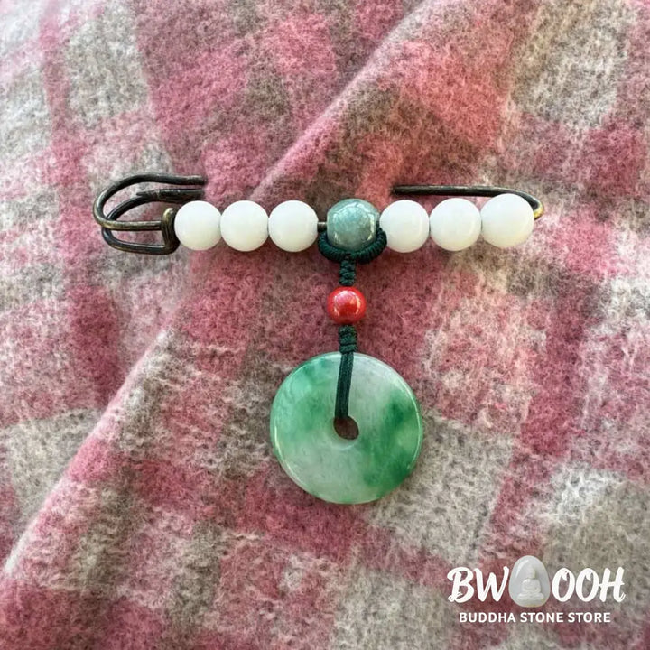 Buddha Stones Bodhi Seed Jade Peace Buckle Luck Brooch - Bodhi Seed Jade Peace Buckle - Brooch