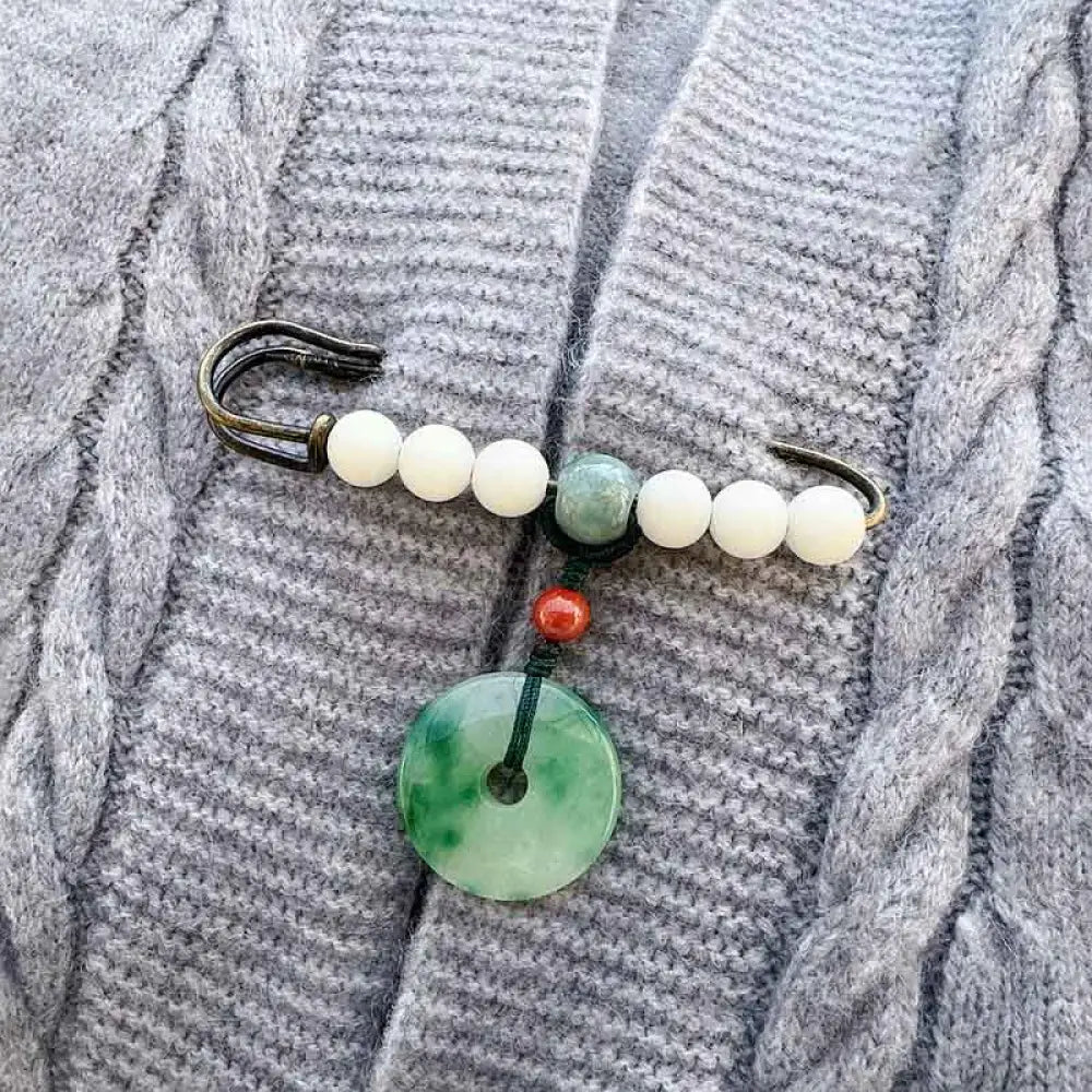 BWOOOH Bodhi Seed Jade Peace Buckle Luck Brooch
