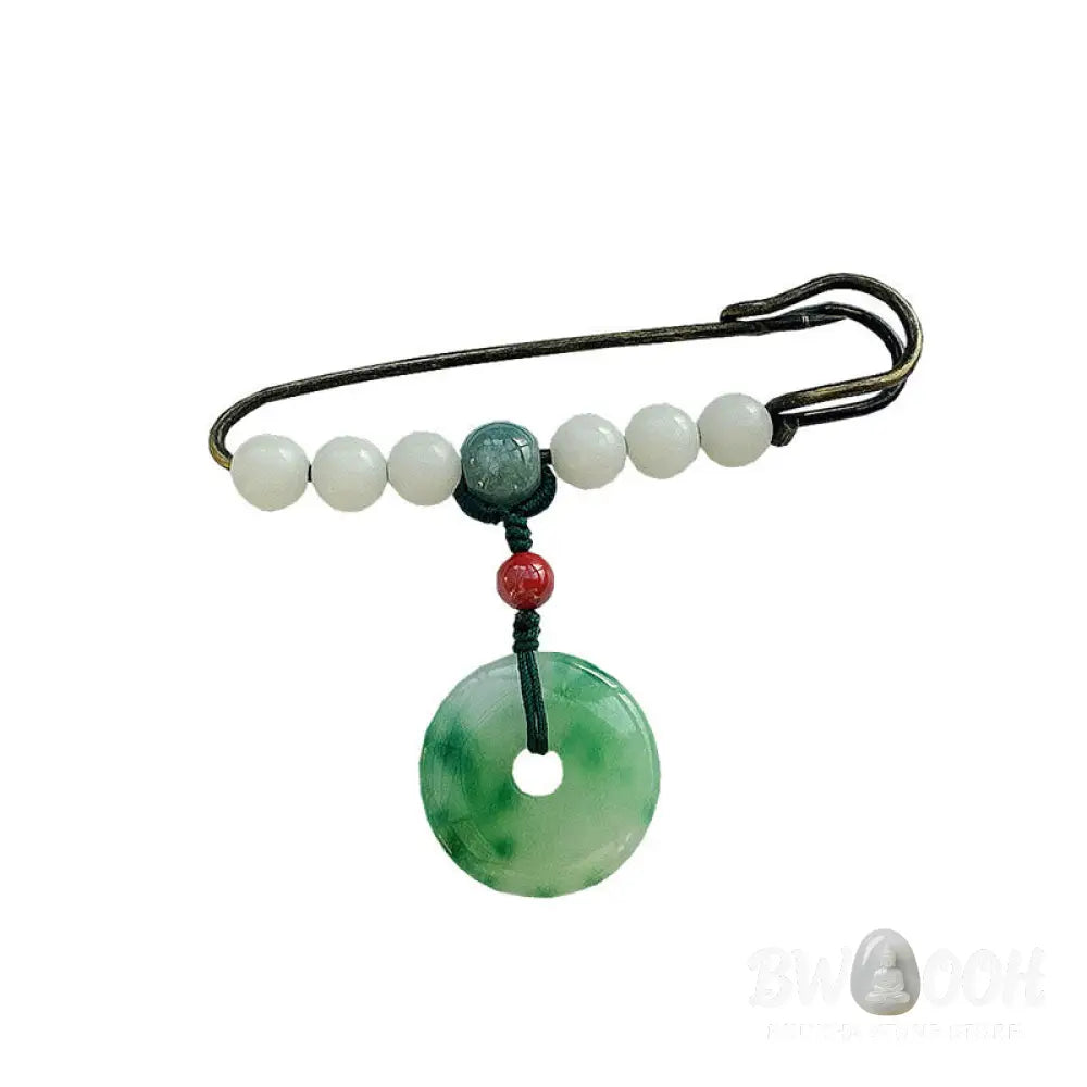 Buddha Stones Bodhi Seed Jade Peace Buckle Luck Brooch - Bodhi Seed Jade Peace Buckle - Brooch