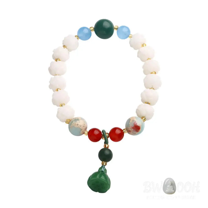 Buddha Stones Bodhi Seed Lotus Bead Carved Peace Harmony Bracelet - BWOOOH - Bodhi Seed Lotus Beads(Wrist Circumference